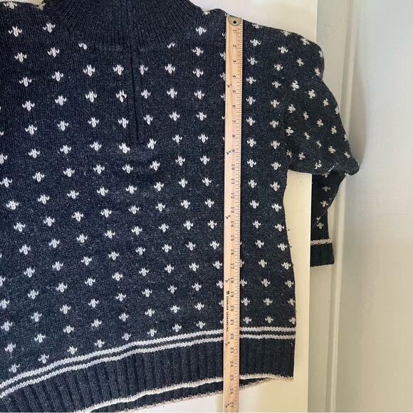 Vintage Shetland Wool Sweater Charcoal Fair Isle Zip Size Medium Apres Ski - Picture 8 of 8